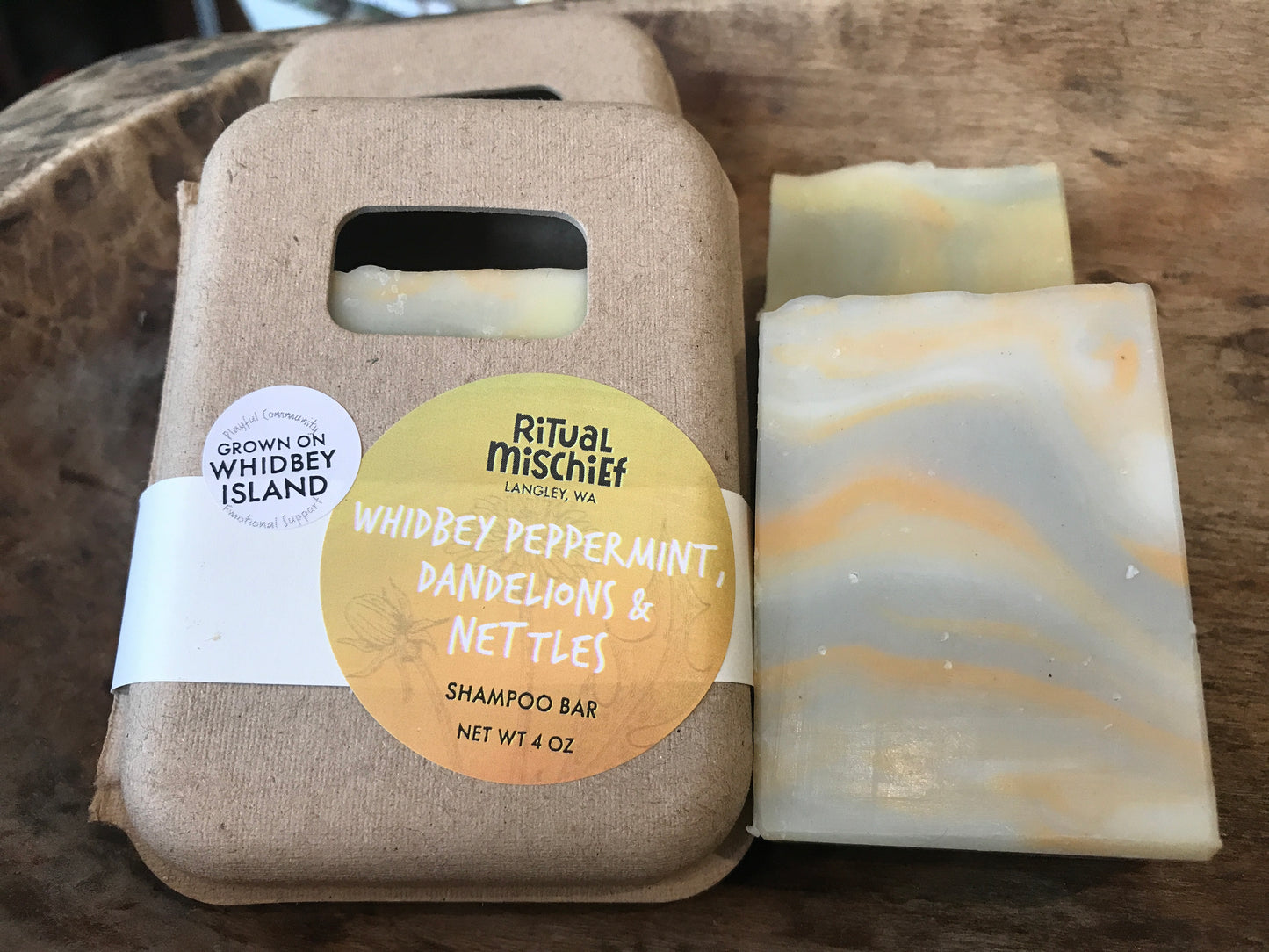 Whidbey Peppermint Dandelion Nettle shampoo bar