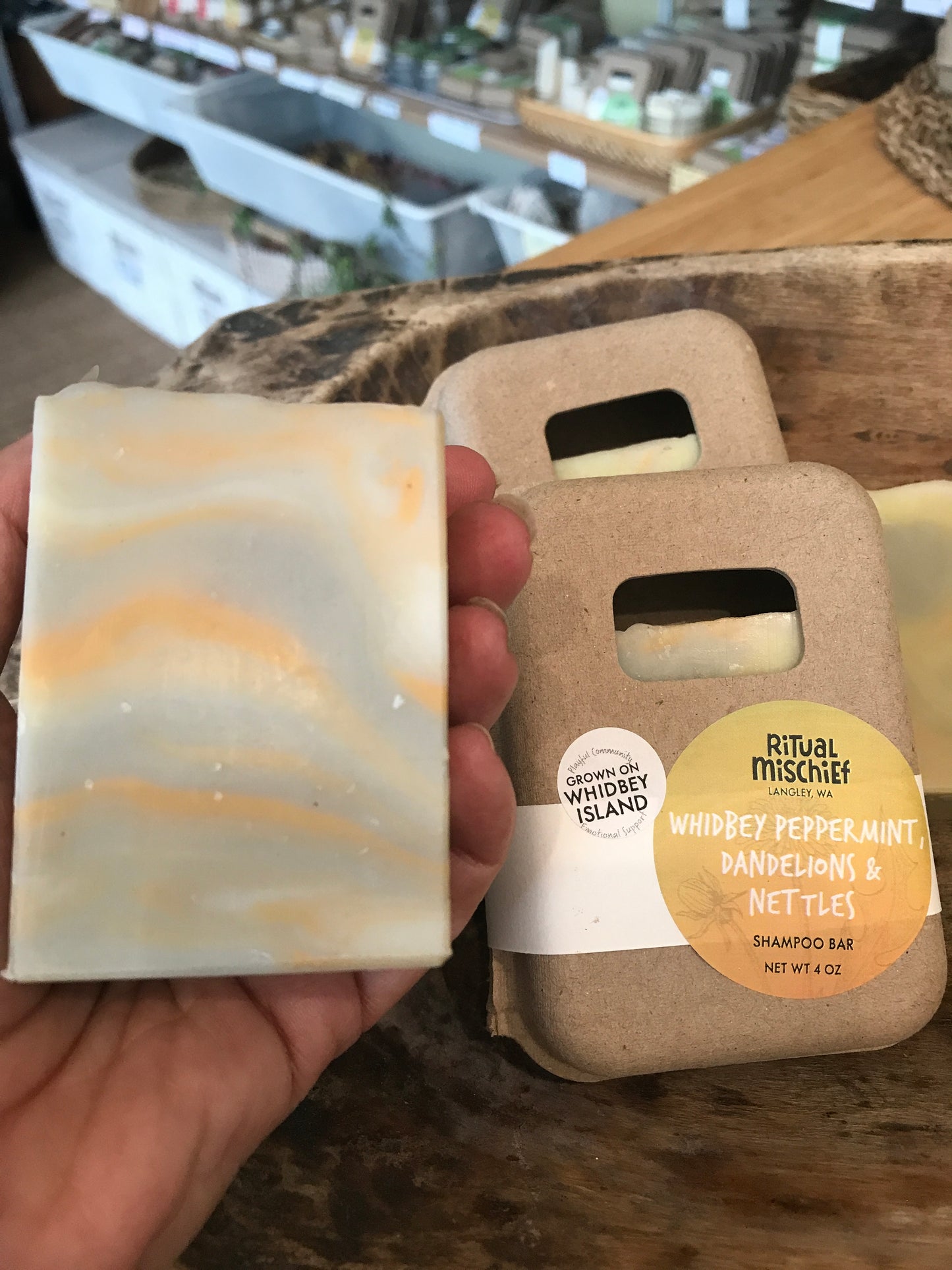 Whidbey Peppermint Dandelion Nettle shampoo bar