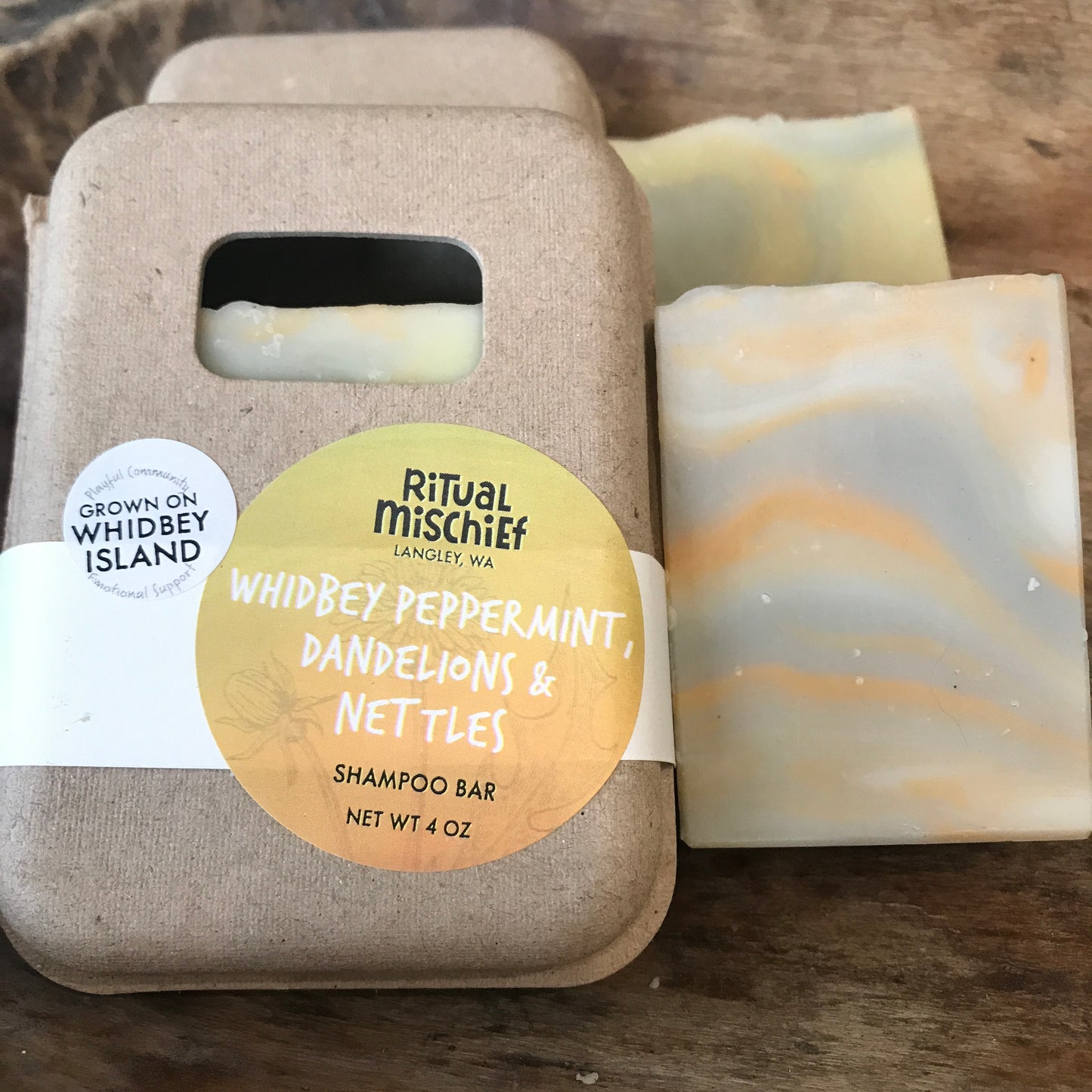 Whidbey Peppermint Dandelion Nettle shampoo bar