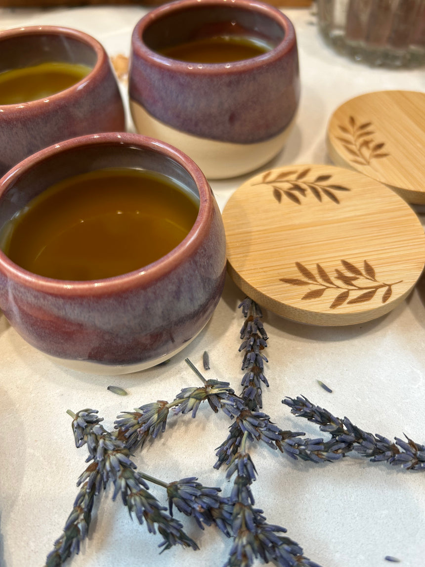 Rest Your Feet nighttime foot balm in handmade ceramic jar