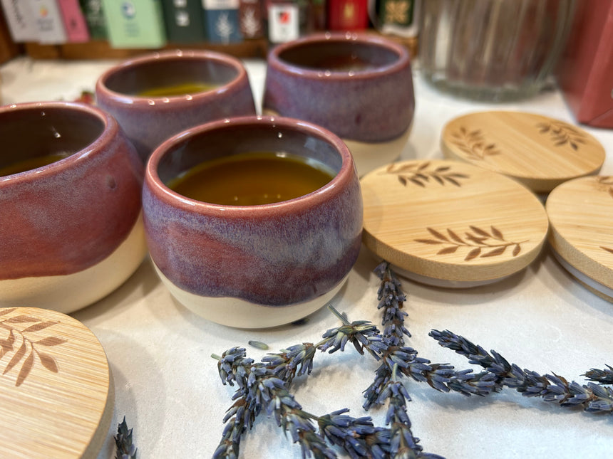 Rest Your Feet nighttime foot balm in handmade ceramic jar