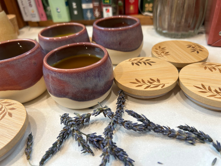 Rest Your Feet nighttime foot balm in handmade ceramic jar