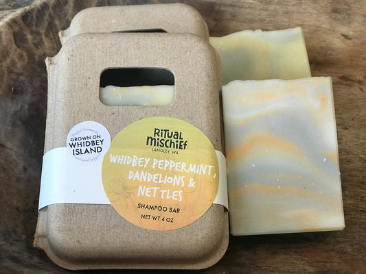 Whidbey Peppermint Dandelion Nettle shampoo bar