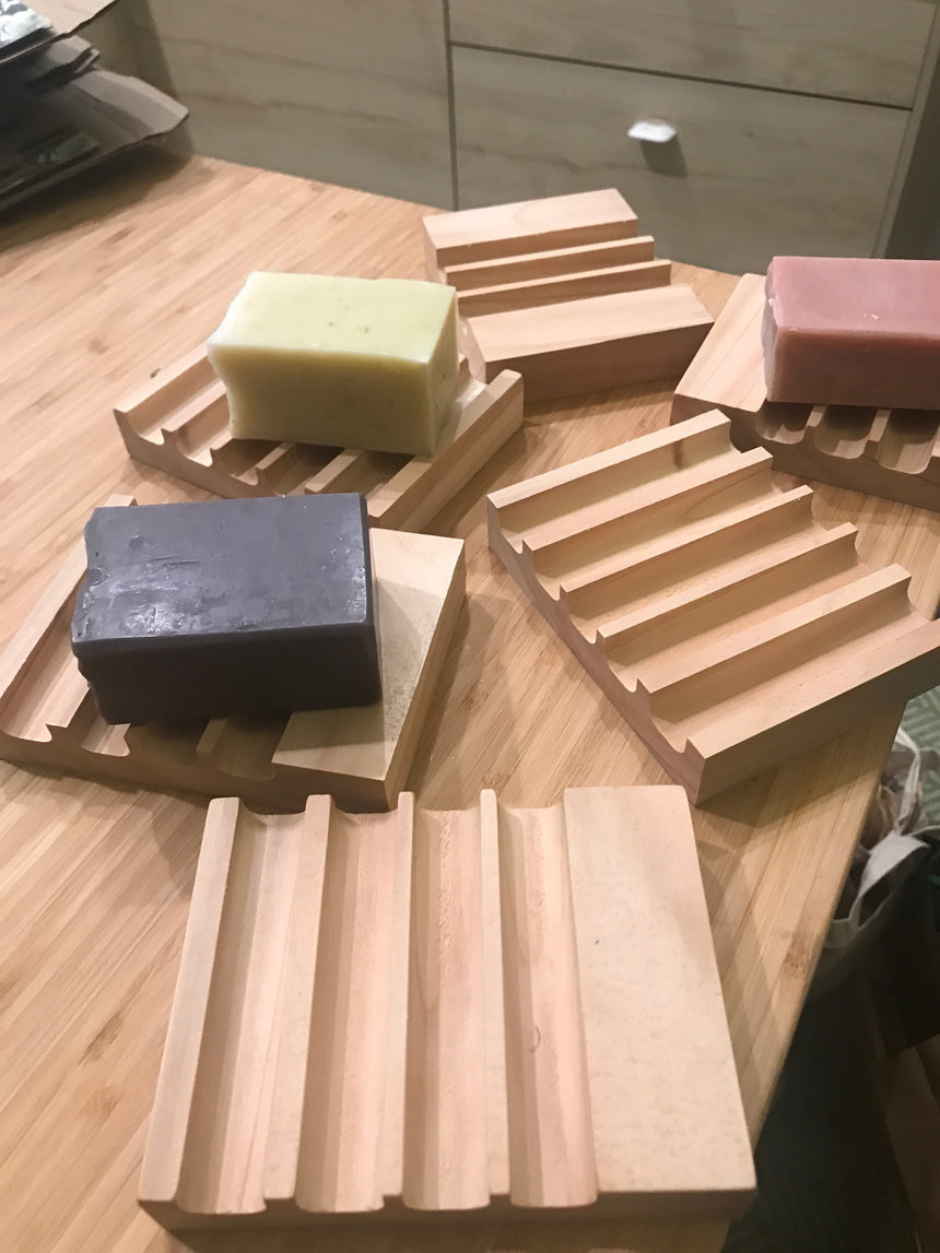 Handmade Western red cedar soap rest, shampoo bar rest, dish soap bar rest