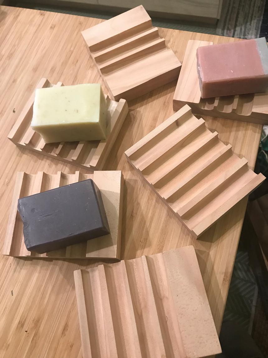 Handmade Western red cedar soap rest, shampoo bar rest, dish soap bar rest