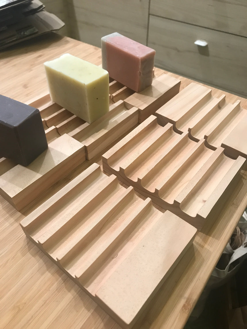 Handmade Western red cedar soap rest, shampoo bar rest, dish soap bar rest